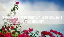 有哪些关于期货的论坛？这些论坛有什么特点和价值？