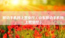 移动手机网上营业厅（山东移动手机网上营业厅）