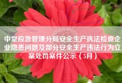 中堂应急管理分局安全生产执法检查企业隐患问题及部分安全生产违法行为立案处罚案件公示（5月）