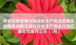 中堂应急管理分局安全生产执法检查企业隐患问题及部分安全生产违法行为立案处罚案件公示（5月）