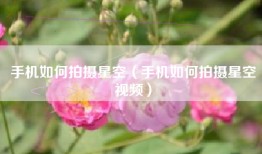 手机如何拍摄星空（手机如何拍摄星空视频）