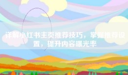 详解小红书主页推荐技巧，掌握推荐设置，提升内容曝光率