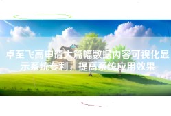 卓至飞高申请大篇幅数据内容可视化显示系统专利，提高系统应用效果