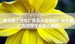 朋友圈个性化广告怎么投放的？朋友圈广告投放平台怎么搞的