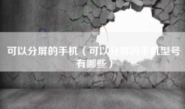 可以分屏的手机（可以分屏的手机型号有哪些）