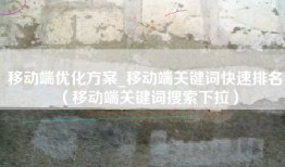 移动端优化方案_移动端关键词快速排名（移动端关键词搜索下拉）