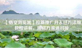 【悟空浏览器】拉新推广月入过万详细教程讲解，附官方渠道对接