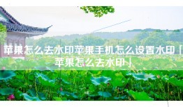 苹果怎么去水印苹果手机怎么设置水印「苹果怎么去水印」