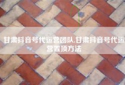 甘肃抖音号代运营团队,甘肃抖音号代运营置顶方法