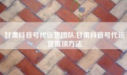 甘肃抖音号代运营团队,甘肃抖音号代运营置顶方法