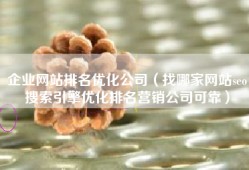企业网站排名优化公司（找哪家网站seo搜索引擎优化排名营销公司可靠）