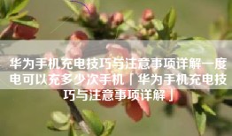 华为手机充电技巧与注意事项详解一度电可以充多少次手机「华为手机充电技巧与注意事项详解」
