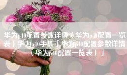 华为p40配置参数详情（华为p40配置一览表）华为p40手机「华为p40配置参数详情（华为p40配置一览表）」