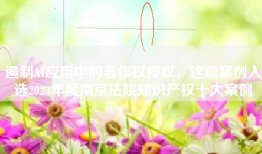 遏制AI应用中的著作权侵权，这篇案例入选2023年度南京法院知识产权十大案例