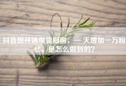 抖音想开通带货橱窗，一 天增加一万粉丝，是怎么做到的？