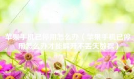 苹果手机已停用怎么办（苹果手机已停用怎么办才能解开不丢失数据）