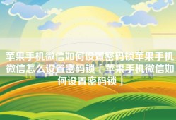 苹果手机微信如何设置密码锁苹果手机微信怎么设置密码锁「苹果手机微信如何设置密码锁」