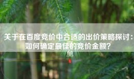 关于在百度竞价中合适的出价策略探讨：如何确定最佳的竞价金额？