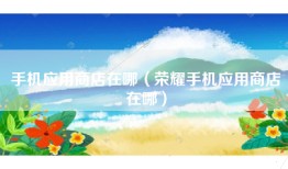 手机应用商店在哪（荣耀手机应用商店在哪）