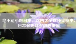 绝不可小瞧日本，这四大全球顶尖技术：日本领先甚至超越美国