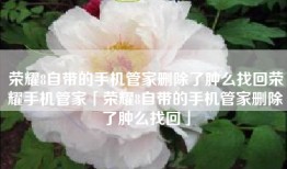 荣耀8自带的手机管家删除了肿么找回荣耀手机管家「荣耀8自带的手机管家删除了肿么找回」
