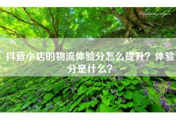 抖音小店的物流体验分怎么提升？体验分是什么？