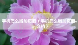 手机怎么增加页面（手机怎么增加页面word文档）