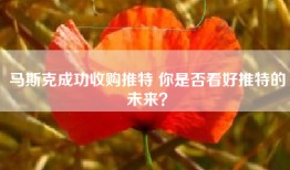 马斯克成功收购推特 你是否看好推特的未来？