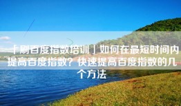 「刷百度指数培训」如何在最短时间内提高百度指数？快速提高百度指数的几个方法