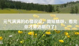 元气满满的心情说说，简短精辟，看完你才算活明白了！