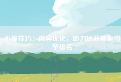 小编技巧：内容优化，助力提升搜索引擎排名