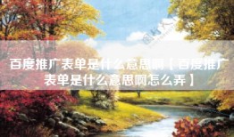 百度推广表单是什么意思啊【百度推广表单是什么意思啊怎么弄】