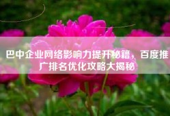 巴中企业网络影响力提升秘籍，百度推广排名优化攻略大揭秘