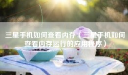 三星手机如何查看内存（三星手机如何查看内存运行的应用程序）