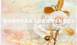 波克城市手机版（波克城市手机版怎么下载）