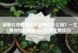 最新在线代理服务器网站怎么用？一文带你轻松掌握Proxy在线代理技巧