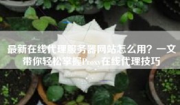 最新在线代理服务器网站怎么用？一文带你轻松掌握Proxy在线代理技巧