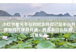 小红书聚光平台同时支持自己在平台开通和找代理商开通，两者有什么区别，这里解答