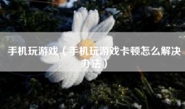手机玩游戏（手机玩游戏卡顿怎么解决办法）