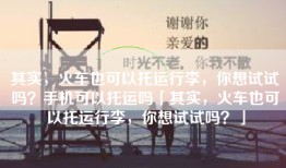 其实，火车也可以托运行李，你想试试吗？手机可以托运吗「其实，火车也可以托运行李，你想试试吗？」