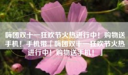 嗨团双十一狂欢节火热进行中！购物送手机！手机带「嗨团双十一狂欢节火热进行中！购物送手机！」