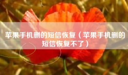 苹果手机删的短信恢复（苹果手机删的短信恢复不了）