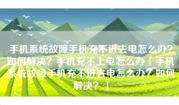 手机系统故障手机充不进去电怎么办？如何解决？手机充不上电怎么办「手机系统故障手机充不进去电怎么办？如何解决？」
