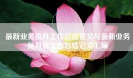 最新业务员月工作总结范文与最新业务员月度工作总结范文汇编