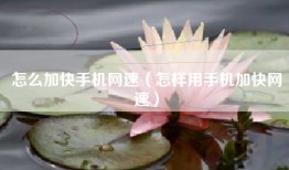 怎么加快手机网速（怎样用手机加快网速）