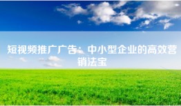 短视频推广广告：中小型企业的高效营销法宝