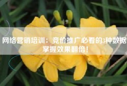 网络营销培训：竞价推广必看的3种数据,掌握效果翻倍！