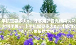 手机需要多大RAM才够用？看完结果恍然大悟手机ram「手机需要多大RAM才够用？看完结果恍然大悟」