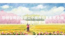 如何在微信中建立小程序投票系统,小程序投票制作教程