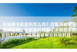 不知道手机密码怎么办？这里有破解密码锁教程！手机密码破解「不知道手机密码怎么办？这里有破解密码锁教程！」